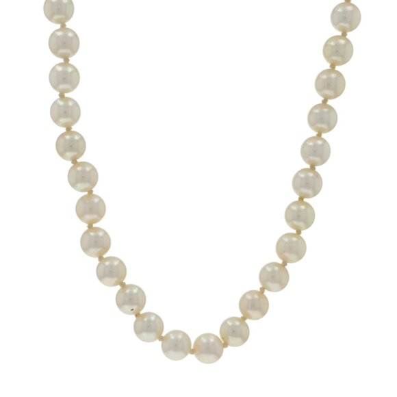 Yellow Gold Pearl Knotted Strand Necklace 20